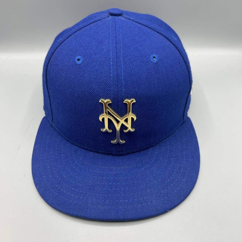New York Mets MLB Hat Men Blue Metal Logo 9Fifty New Era Snap Back Cap Wool